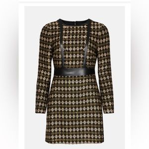 NWT Karen Millen Geo Tweed Long Sleeve Dress
